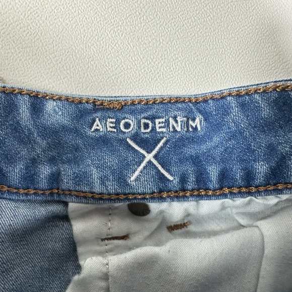 American Eagle Outfitters Super Low Shortie Cuffed Distressed Denim Shorts - Picture 5 of 6